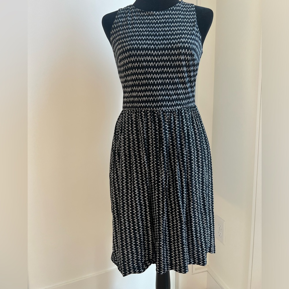LOFT Black and White Halter A-Line Dress